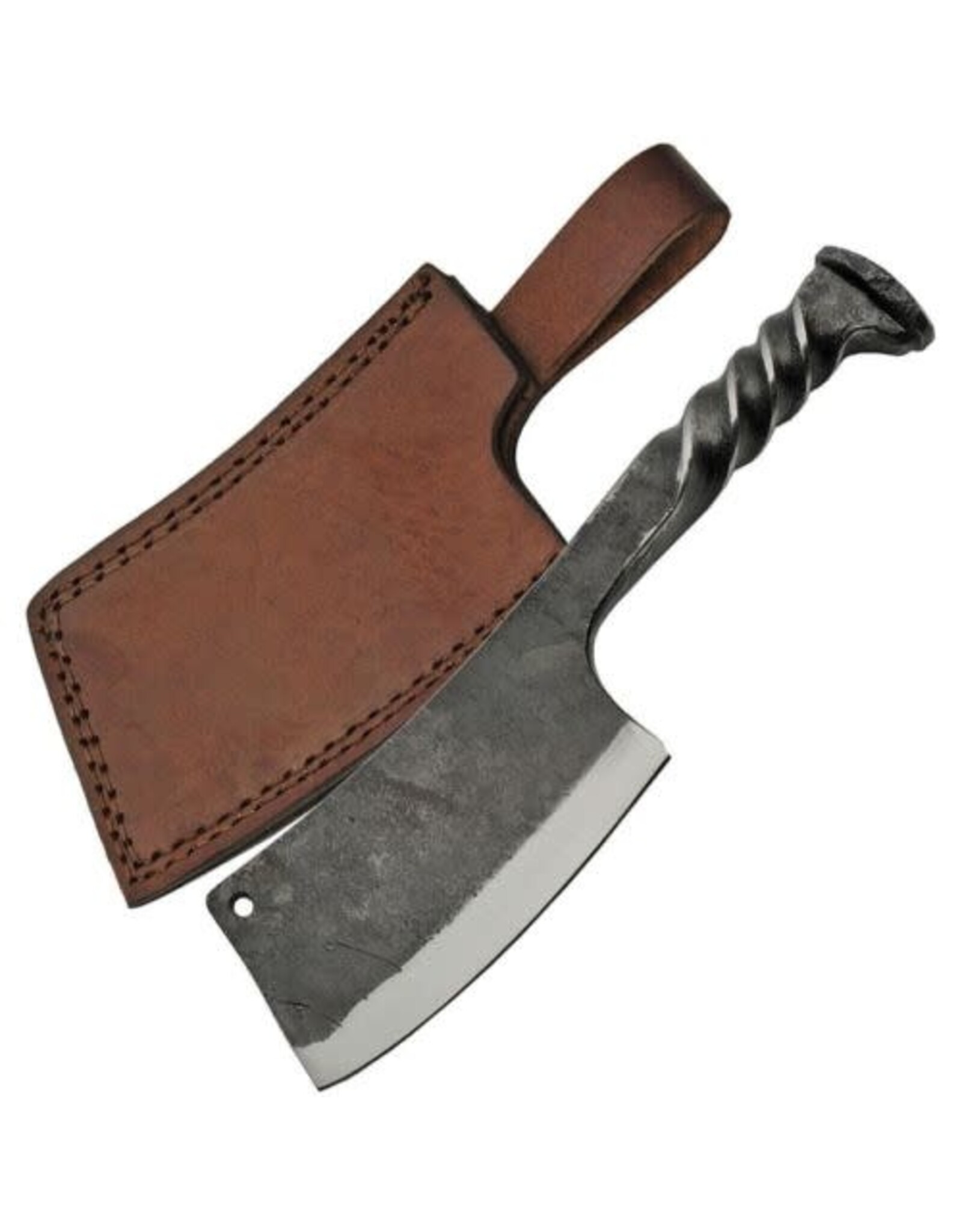 Rite Edge Railroad Spike Cleaver Fixed Knife 4.5 Carbon Steel Blade One Piece Construction