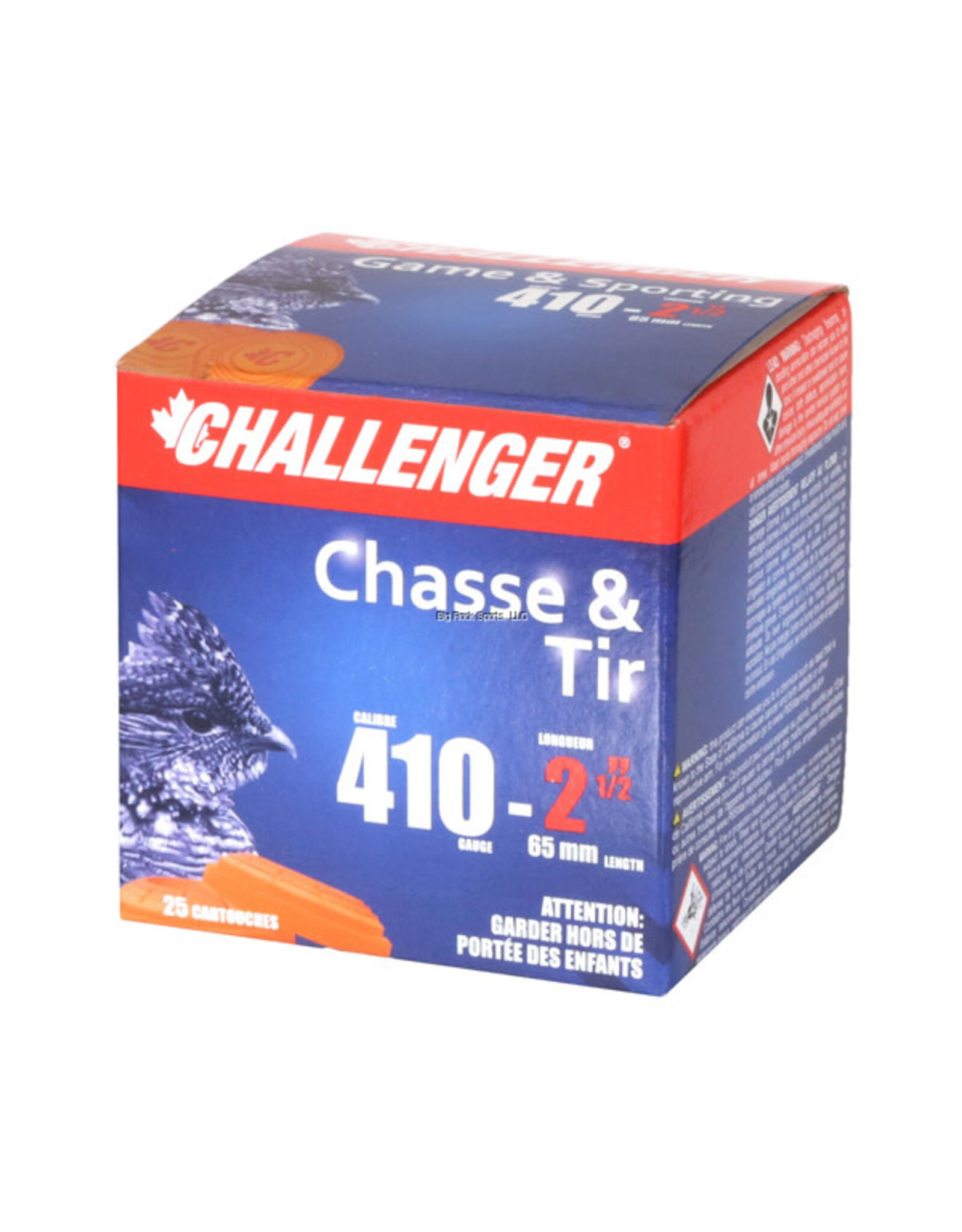Challenger Challenger Ammo 10064 Standard 1006 Shotshell 410 GA, 2-1/2 in, No. 4, 1/2 oz, 1200 fps, 25 Rnd per Box