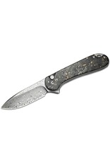 Civivi CIVIVI Knives Button Lock Elementum II Flipper Knife 2.96" Damascus Drop Point Blade, Gold Shred Carbon Fiber Handles - C18062P-10