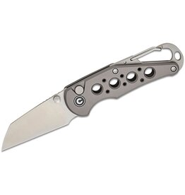Civivi CIVIVI Knives Pragma Button Lock Folding Knife 2.2" Nitro-V Satin Wharncliffe Blade, Gray Milled Aluminum Handles with Carabiner and Bottle Opener - C23062B-2