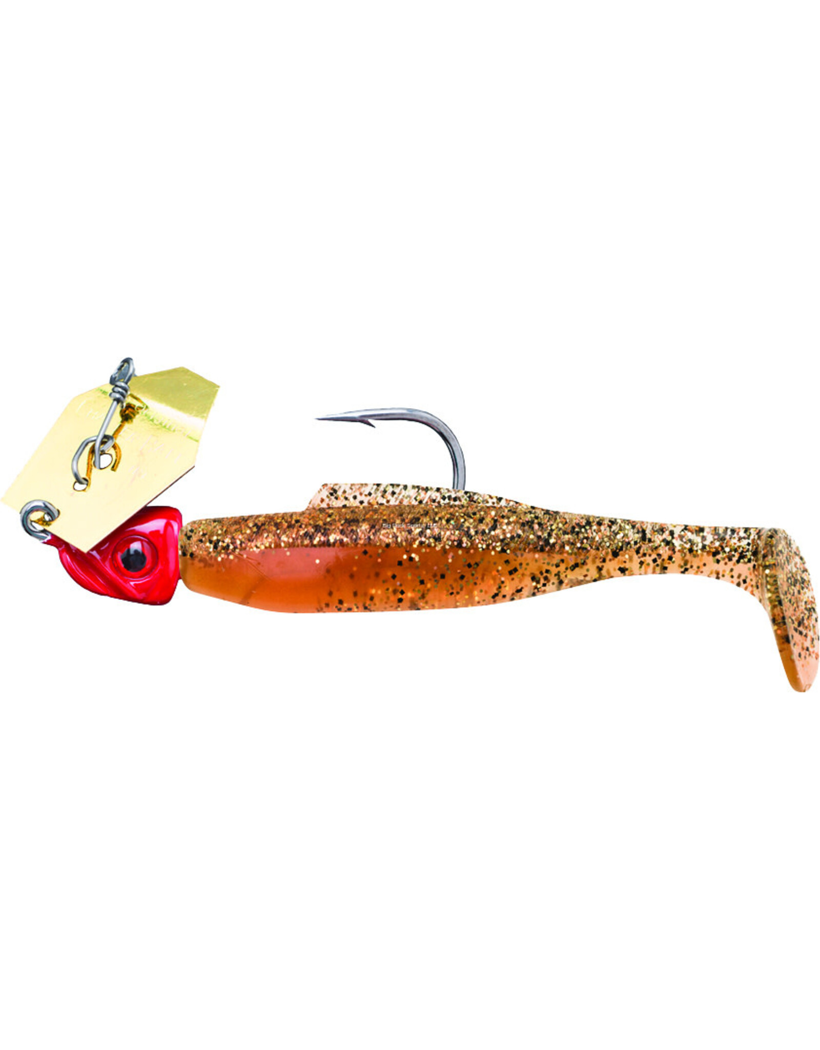 Z-Man Diezel Chatterbait Bladed Swimbait, 4", 1/4 oz, New Penny Gold Blade/Red Head