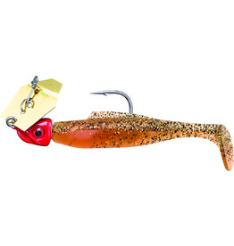 Z-Man Diezel Chatterbait Bladed Swimbait, 4", 1/4 oz, New Penny Gold Blade/Red Head