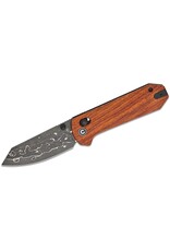 Civivi CIVIVI Knives Zac Whitmore Yonder Crossbar Lock Folding Knife 2.88" Damascus Spey Point Blade, Contoured Guibourtia Wood Handles, Reversible Clip - C23073B-DS1