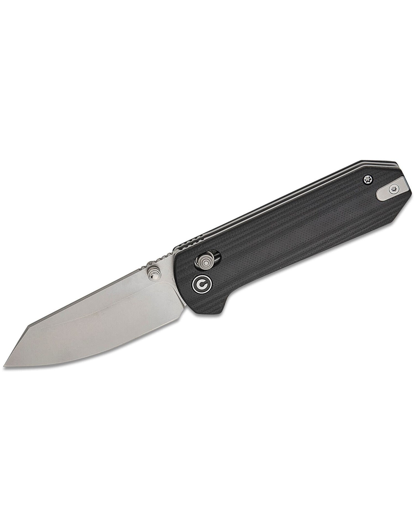 Civivi CIVIVI Knives Zac Whitmore Yonder Crossbar Lock Folding Knife 2.88" 14C28N Stonewashed Spey Point Blade, Contoured Black G10 Handles, Reversible Clip - C23073-1
