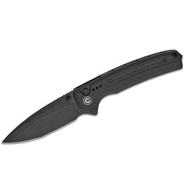 Civivi CIVIVI Knives Sentinel Strike II Button Lock Flipper Knife 3.7" Nitro-V Black Stonewashed Compound Drop Point Blade, Black Aluminum Handles with Black FRN Integral Backspacer Inlay - C22025D-1