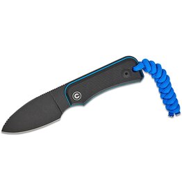 Civivi CIVIVI Knives Ben Petersen Baby Banter Pocket Fixed Blade/Neck Knife 2.39" Nitro-V Black Stonewashed Drop Point Blade, Black and Blue G10 Handles, Kydex Sheath and IWB Clip - C23045-1