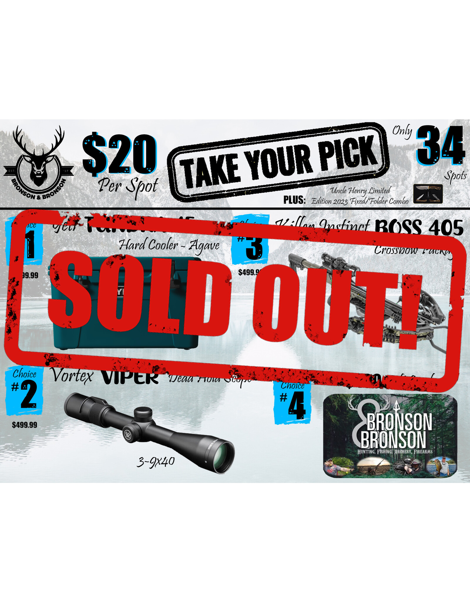 DRAW #1558 - Take Your Pick - Yeti, Vortex, Killer Instinct OR Gift Card!