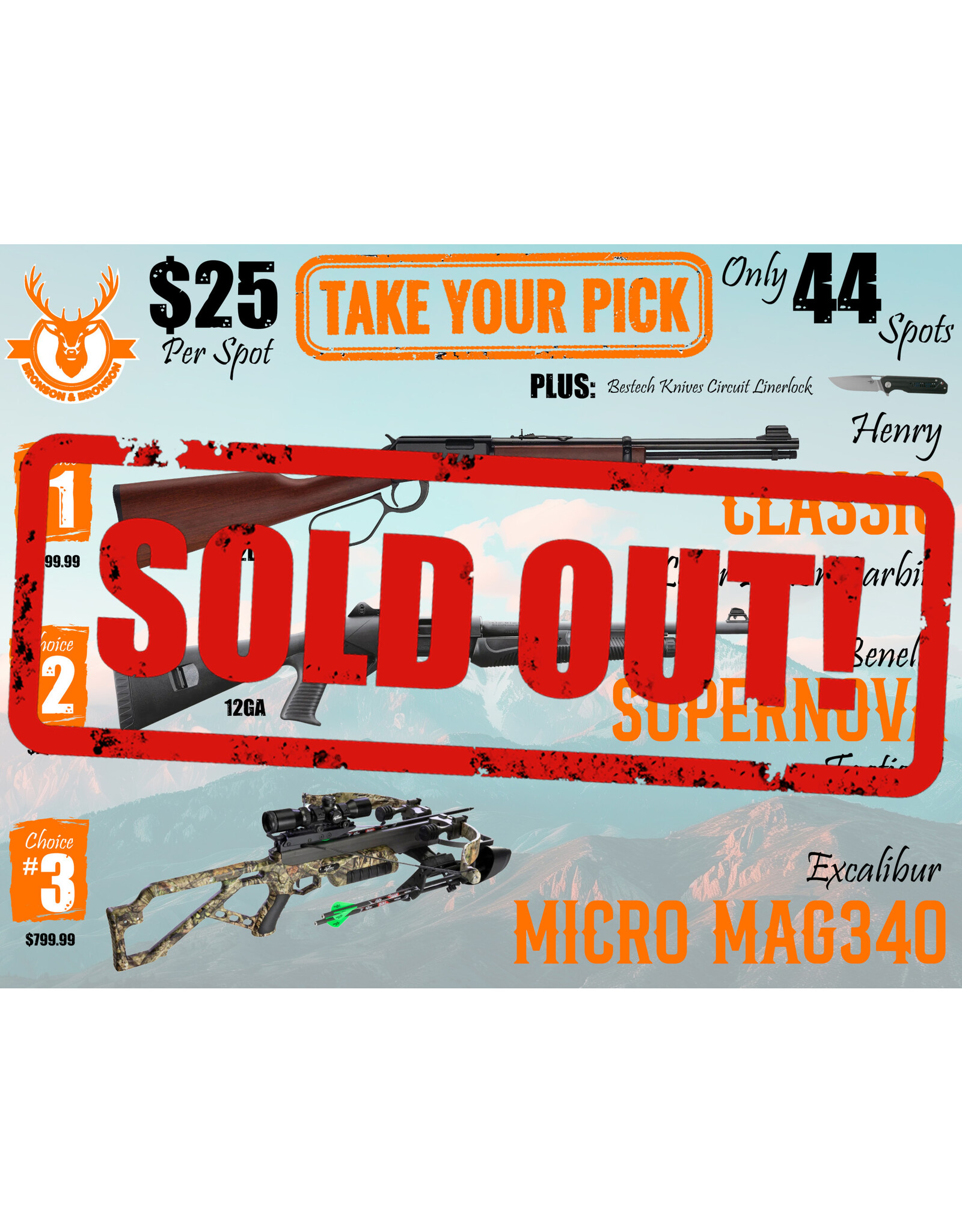 DRAW #1561 - Take Your Pick - Henry, Benelli OR Excalibur!