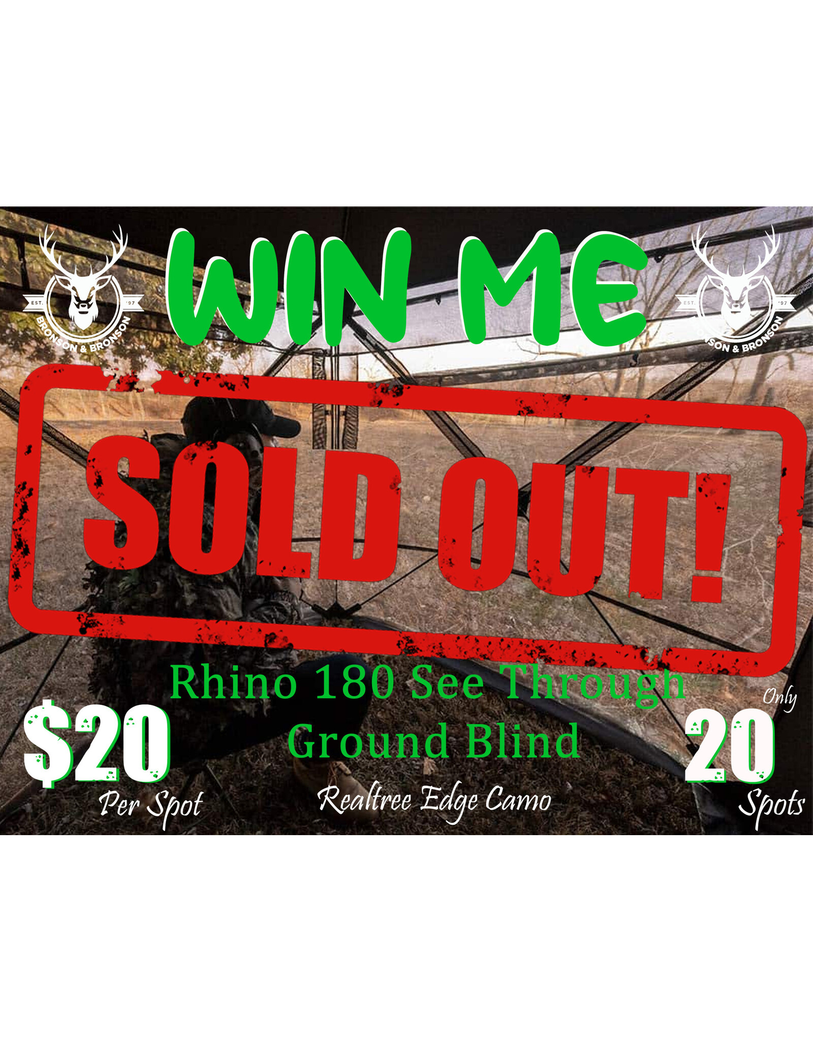 DRAW #1563 - WIN ME - Rhino Blind - RealTree Edge Camo
