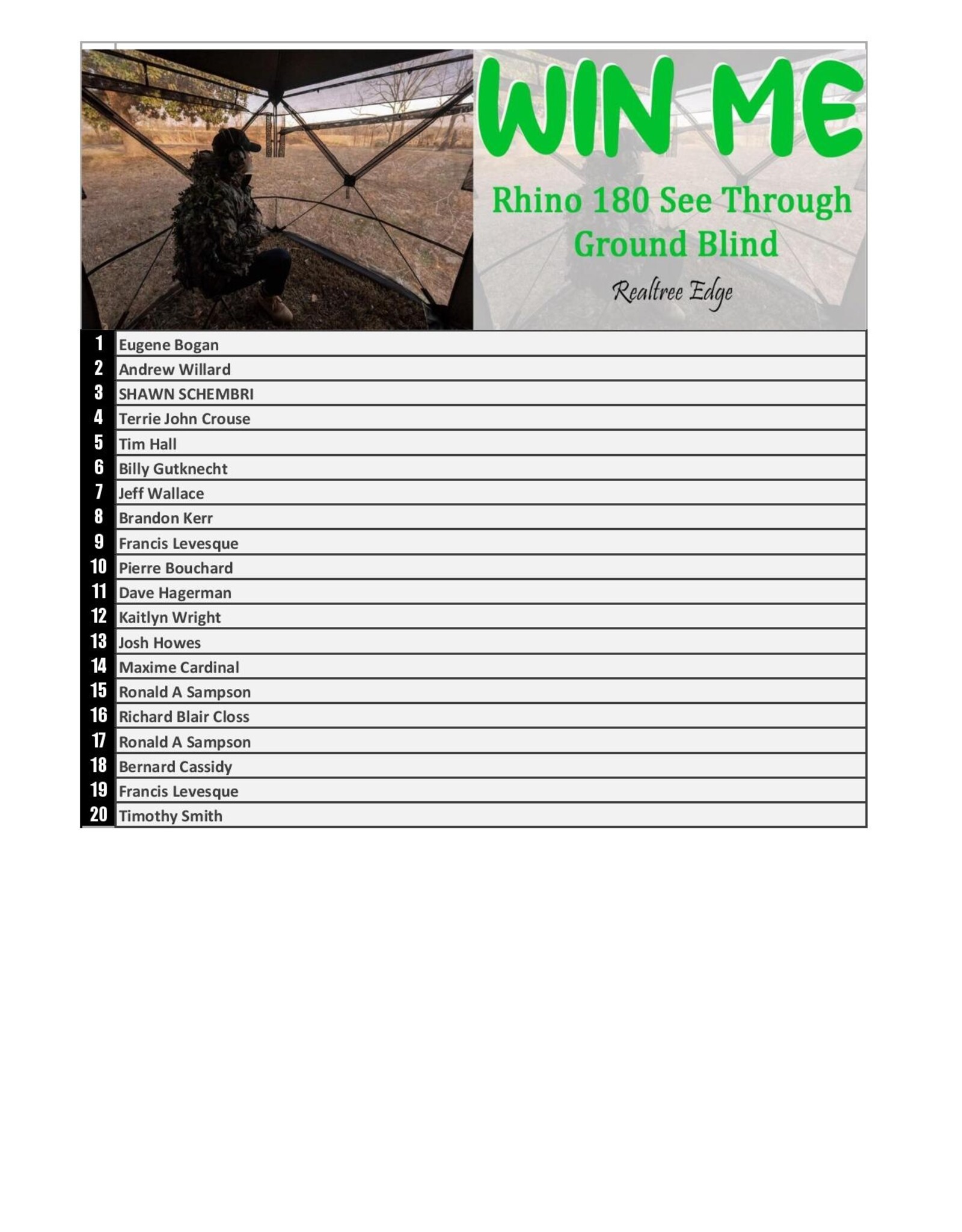 DRAW #1563 - WIN ME - Rhino Blind - RealTree Edge Camo