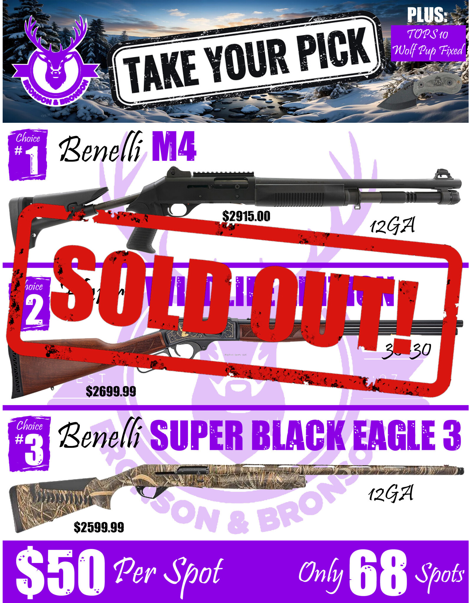DRAW #1571 - Take Your Pick - M4, HENRY, OR SUPER BLACK EAGLE!