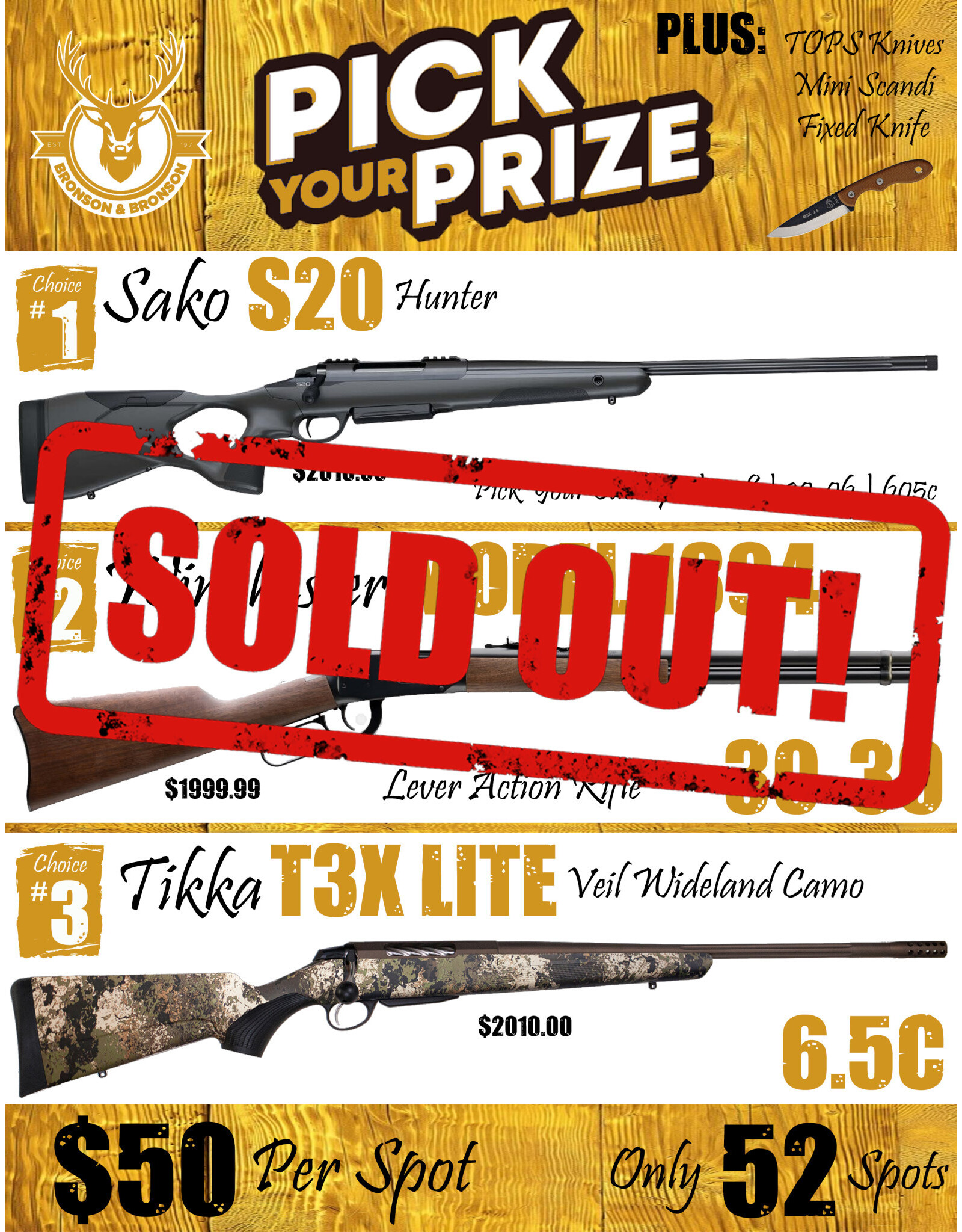 DRAW #1569 - Pick Your Prize - Sako, Winchester OR Tikka!