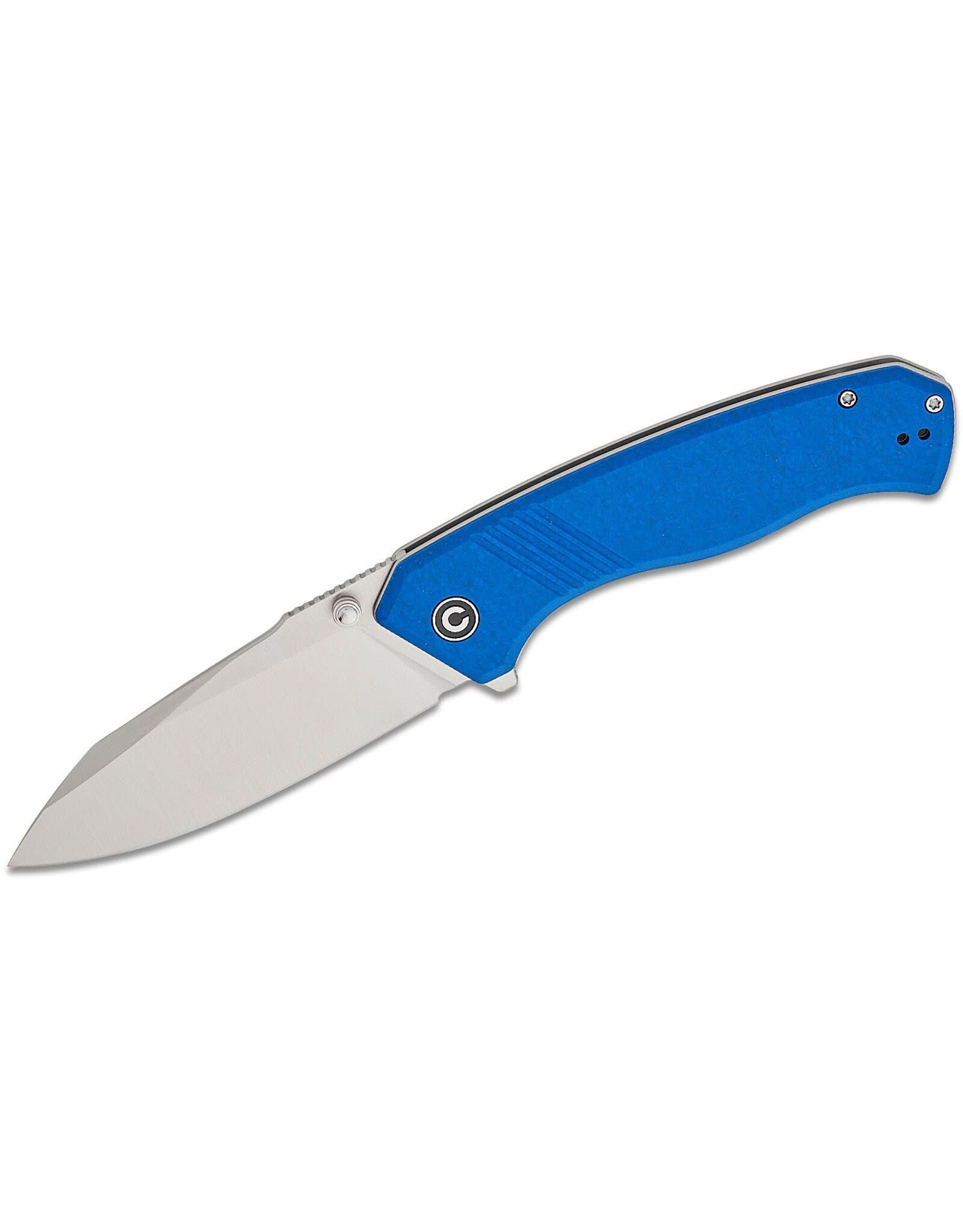 Civivi CIVIVI Knives Placoid Liner Lock Flipper Knife 3.67" 14C28N Satin Clip Point Blade, Shredded Blue G10 Handles, Reversible Clip - C23079-2