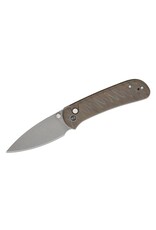 We Knife Co Ltd We Knife Company Qubit Button Lock Folding Knife 3.2" CPM-20CV Stonewashed Drop Point Blade, Tiger Stripe Flamed Titanium Handles - WE22030F-4