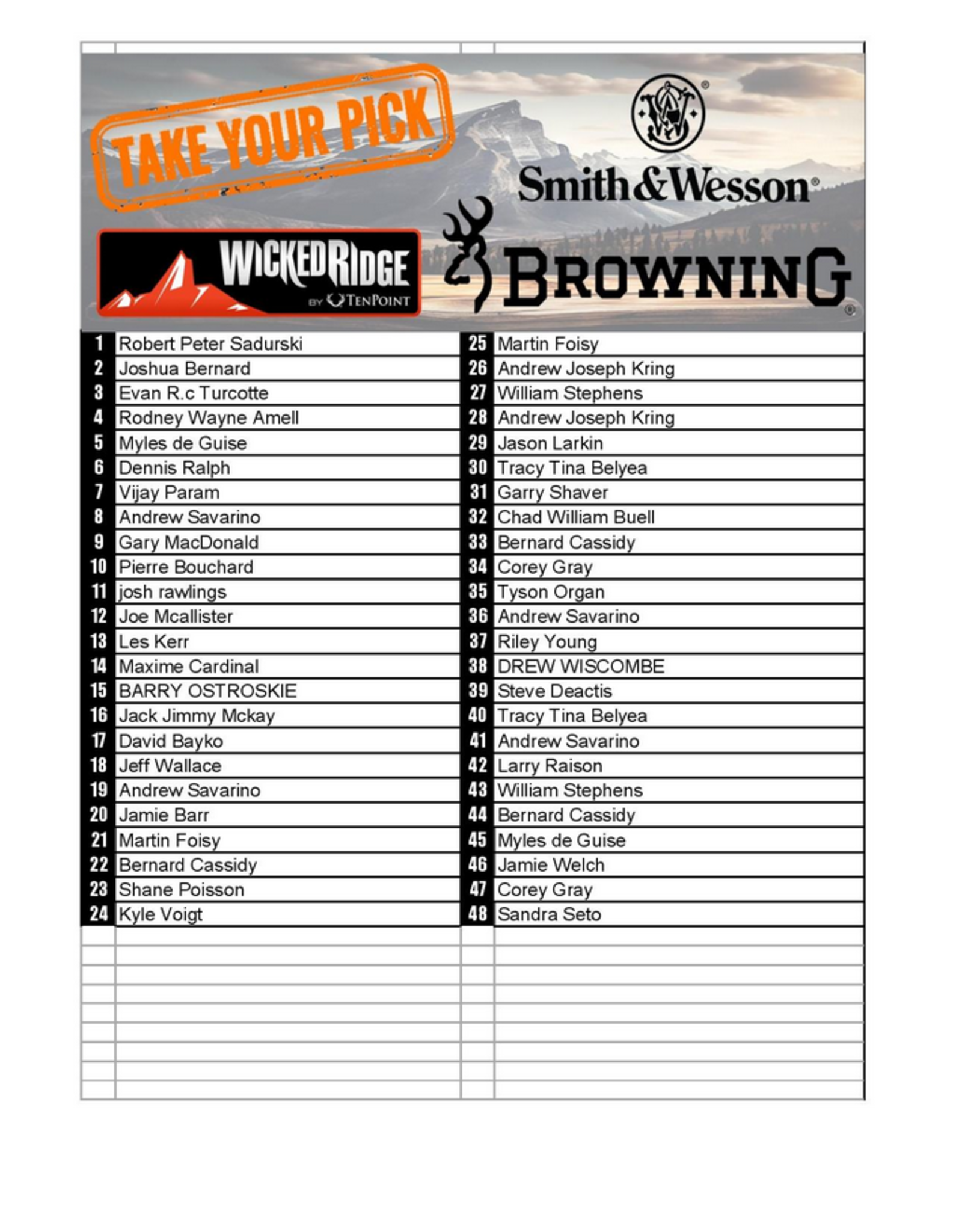 DRAW #1572 - Take Your Pick - Smith & Wesson, Browning OR Wicked Ridge!