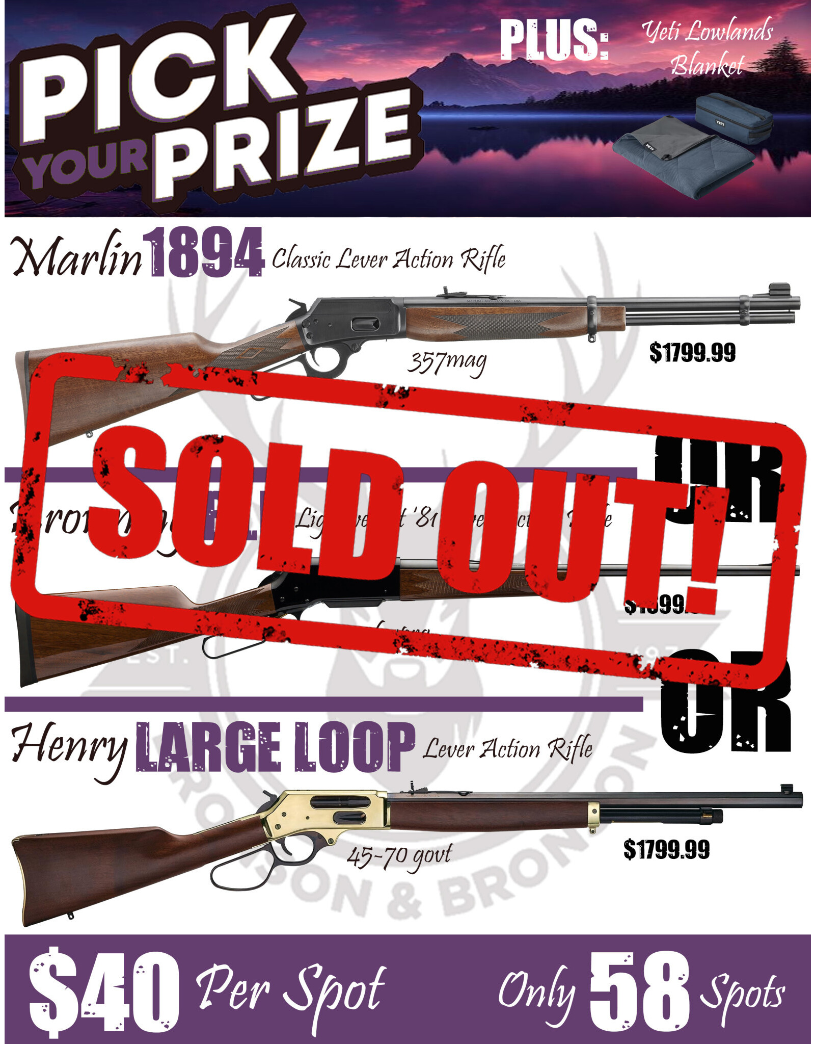 DRAW #1577 - Pick Your Prize - Marlin, Browning OR Henry!