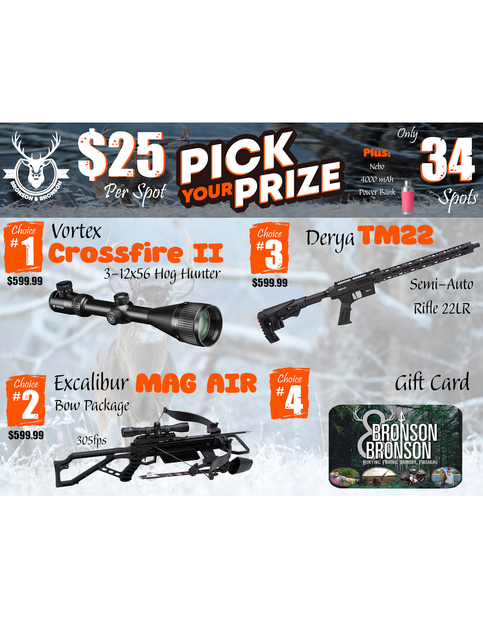 DRAW #1578 - Pick Your Prize - Vortex, Excalibur, Derya OR Gift Card!