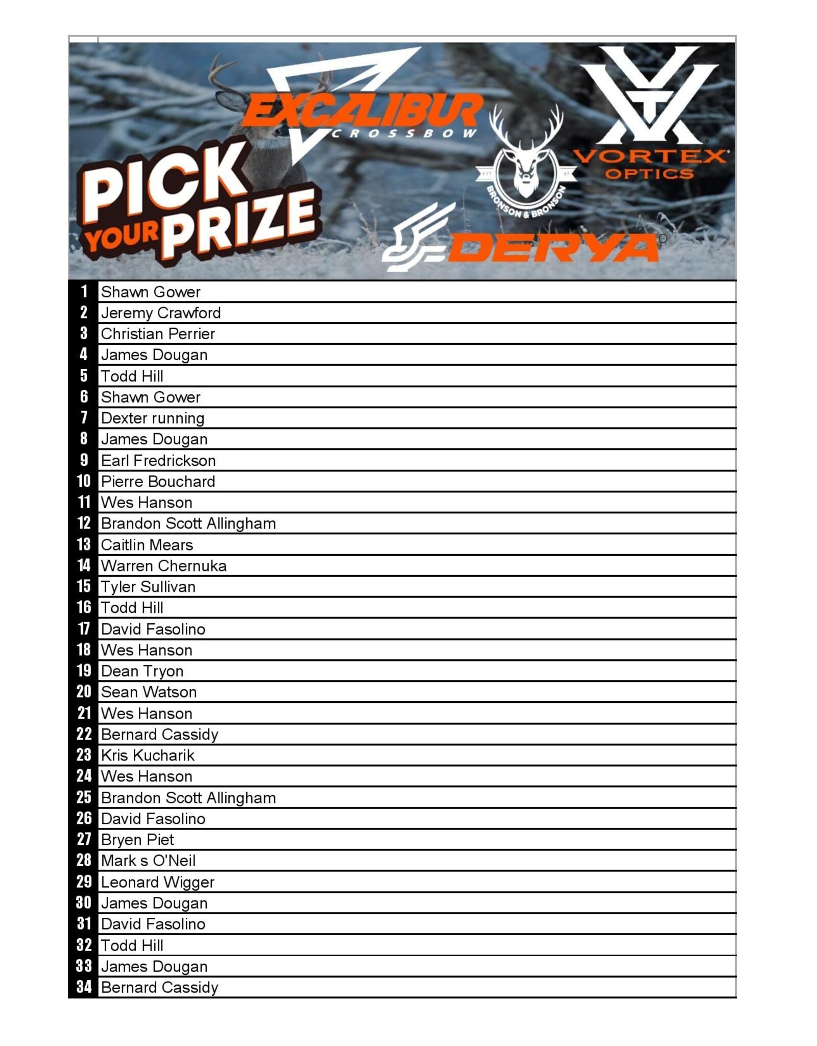 DRAW #1578 - Pick Your Prize - Vortex, Excalibur, Derya OR Gift Card!