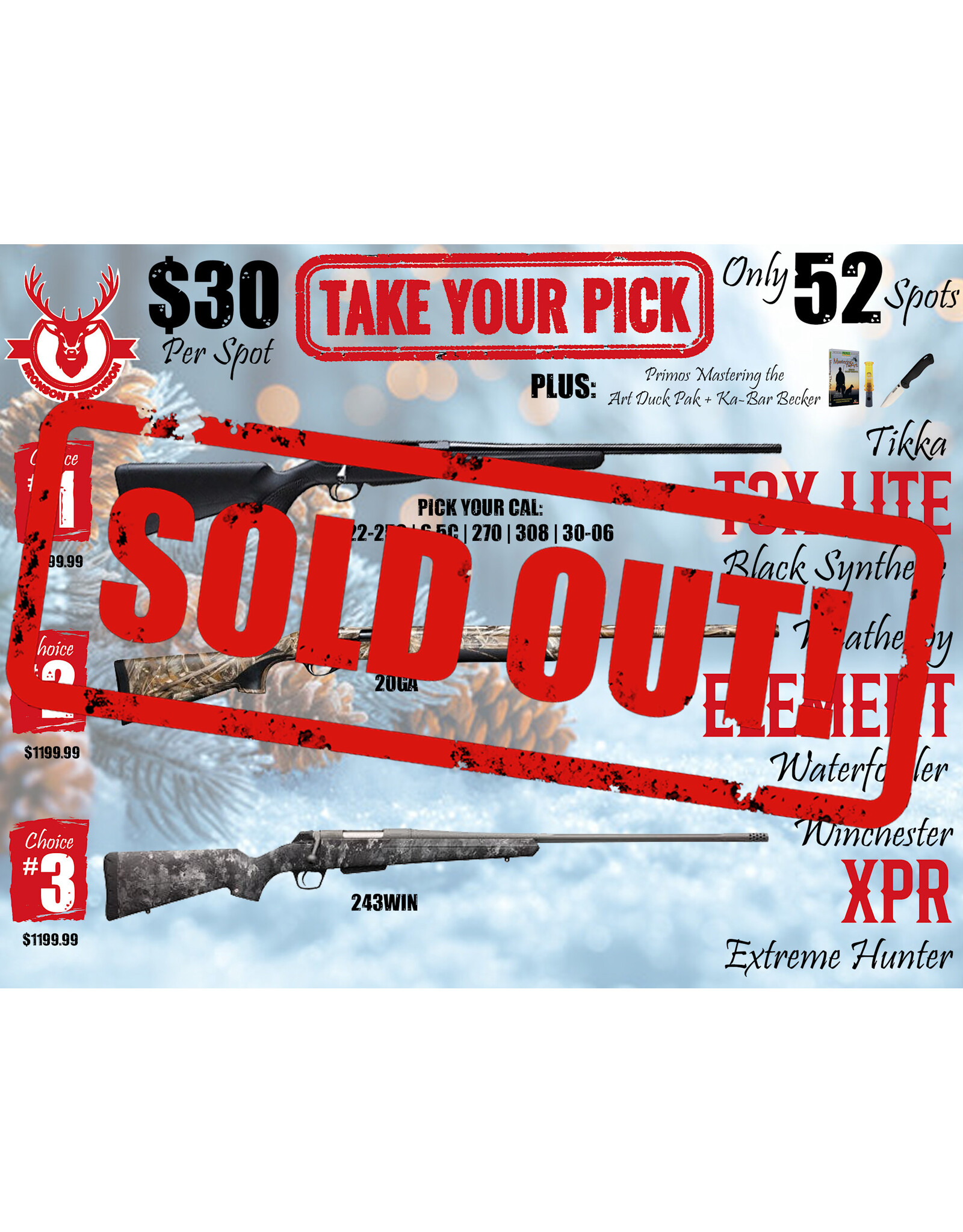 DRAW #1576 - Take Your Pick - Tikka, Weatherby OR Winchester!