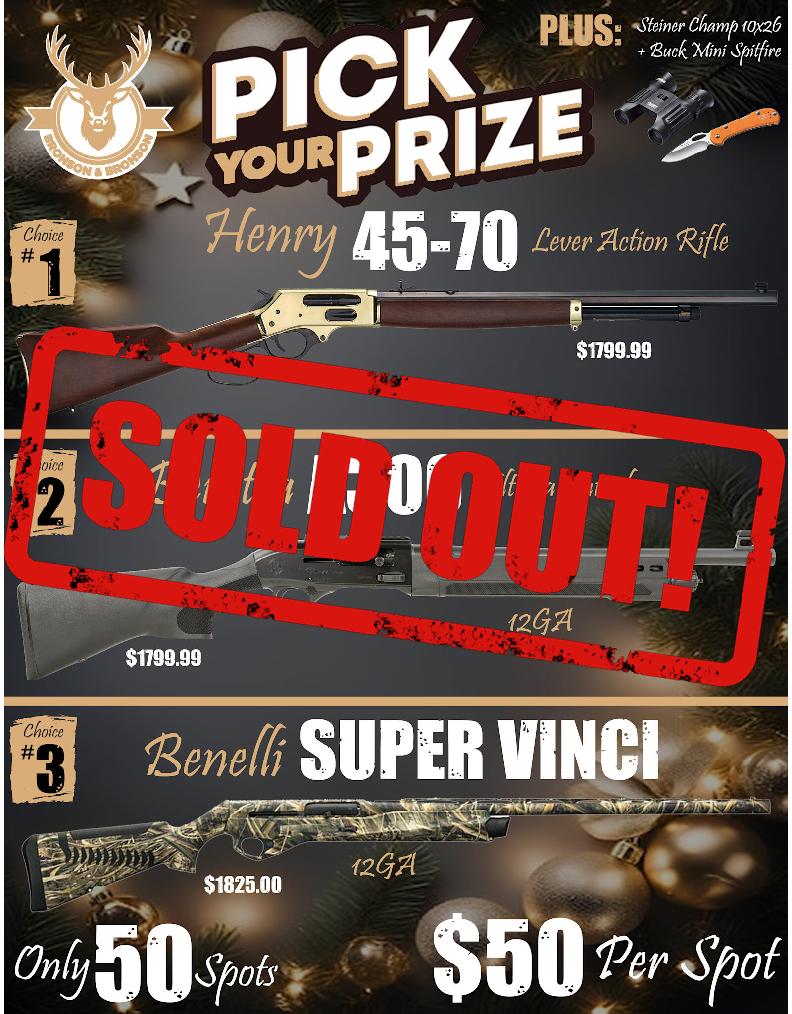 DRAW #1584 - Pick Your Prize - Henry, Beretta OR Benelli!