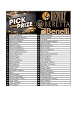 DRAW #1584 - Pick Your Prize - Henry, Beretta OR Benelli!