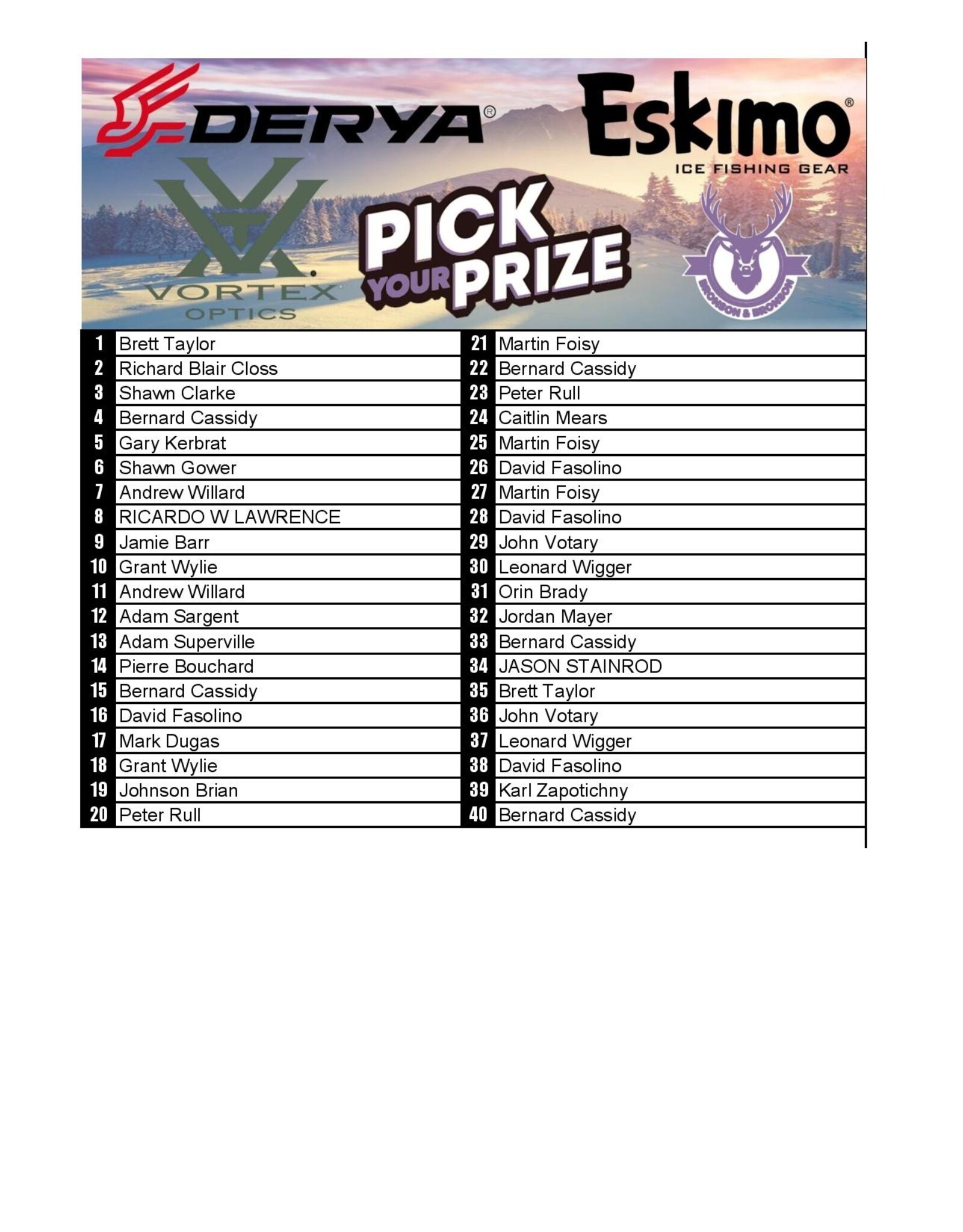 DRAW #1587 - Pick Your Prize - Eskimo, Derya, Vortex OR Gift Card!