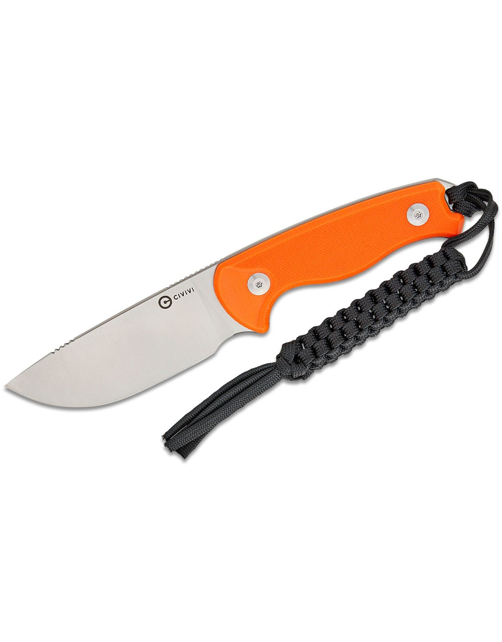 Civivi CIVIVI Knives Timberbark Fixed Blade Knife 3.2" 14C28N Satin Drop Point Blade, Orange G10 Handles, Kydex Sheath - C23094-2