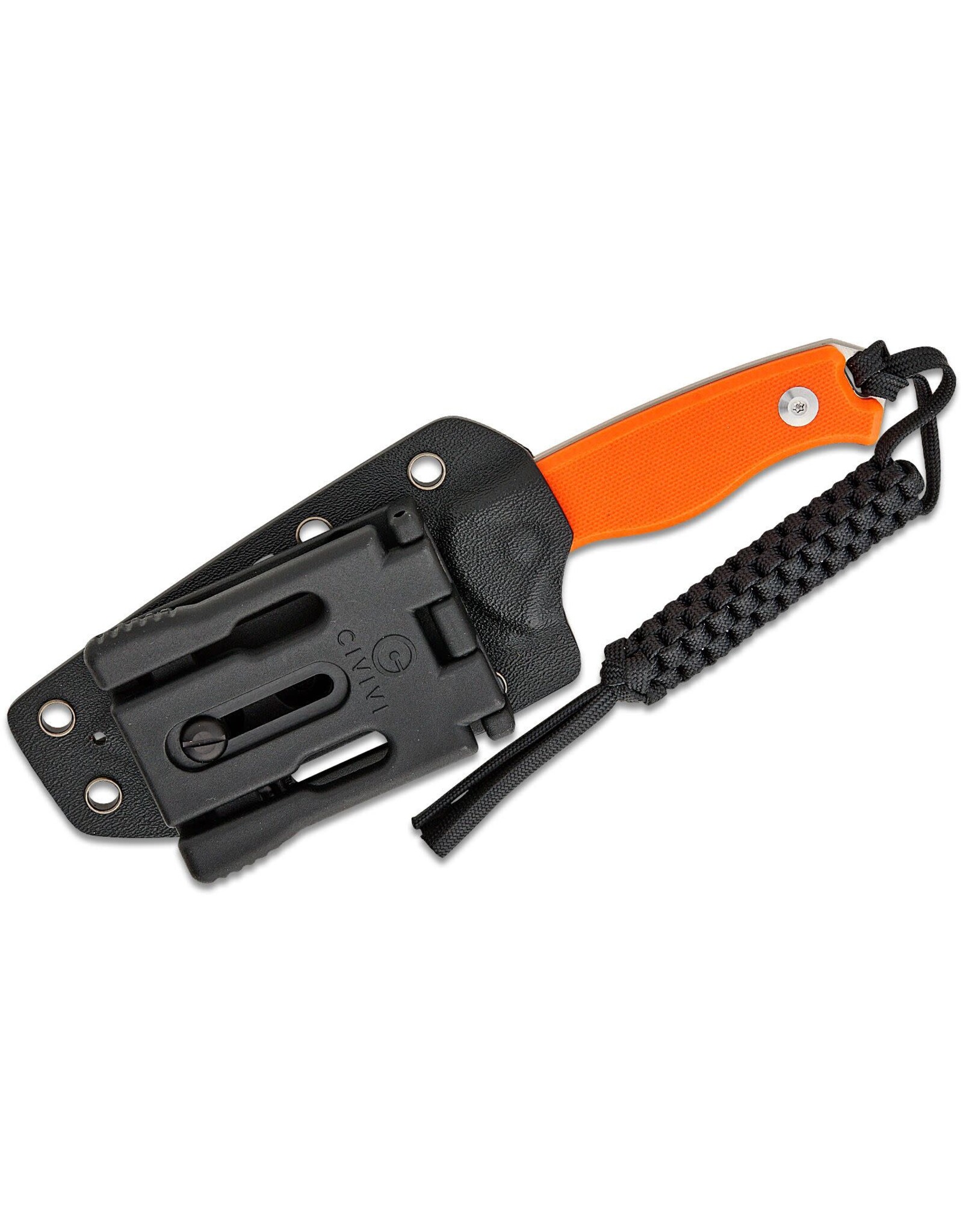 Civivi CIVIVI Knives Timberbark Fixed Blade Knife 3.2" 14C28N Satin Drop Point Blade, Orange G10 Handles, Kydex Sheath - C23094-2