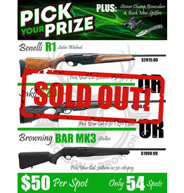 DRAW #1579 - Pick Your Prize - Benelli, Sako OR Browning!