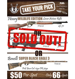DRAW #1595 - Take Your Pick - Henry, Ruger OR Benelli!