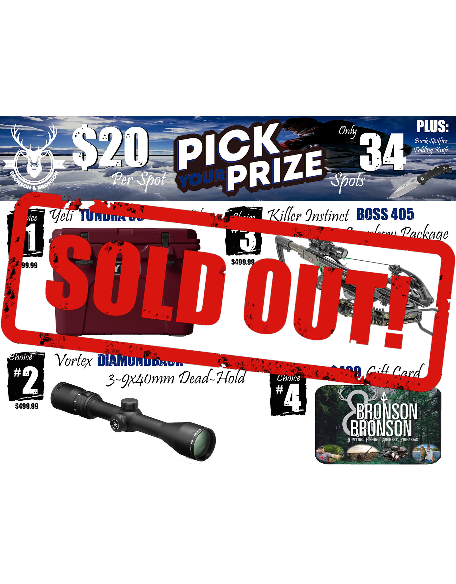 DRAW #1594 - Pick Your Prize - Yeti, Vortex, Killer Instinct OR Gift Card!