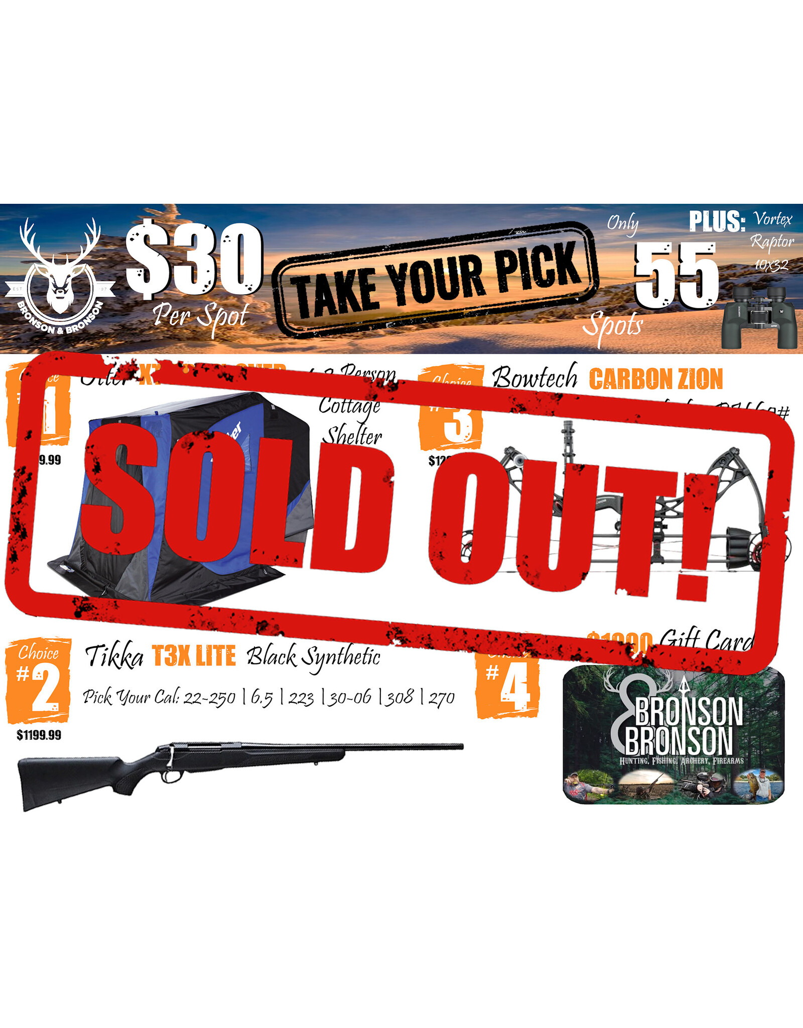 DRAW #1599 - Take Your Pick - Otter, Tikka, Bowtech OR Gift Card!