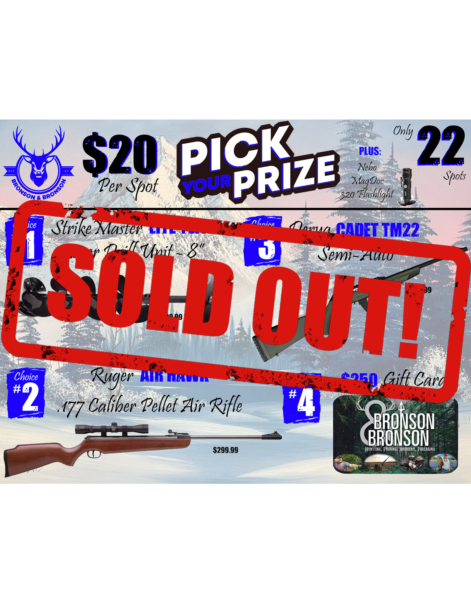DRAW #1601 - Pick Your Prize - StrikeMaster, Ruger, Derya OR Gift Card!