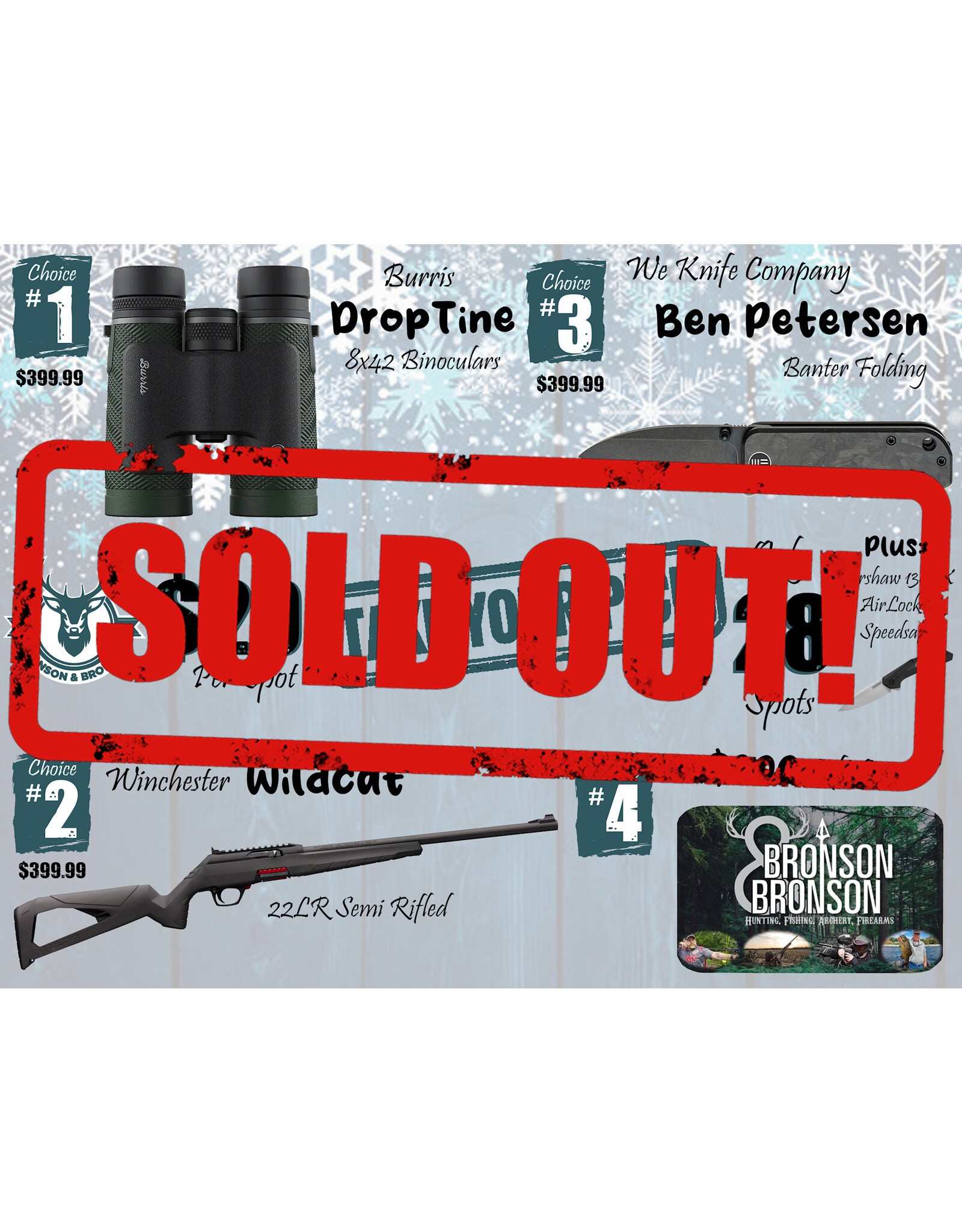 DRAW #1596 - Take Your Pick - Burris, Winchester, We Knife OR Gift Card!