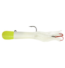 Northland Fishing Tackle Northland LHPT9-110 Level,Head Predator Tube, 2/Card, 1 1/2Oz, 6", White/Chartreuse Top