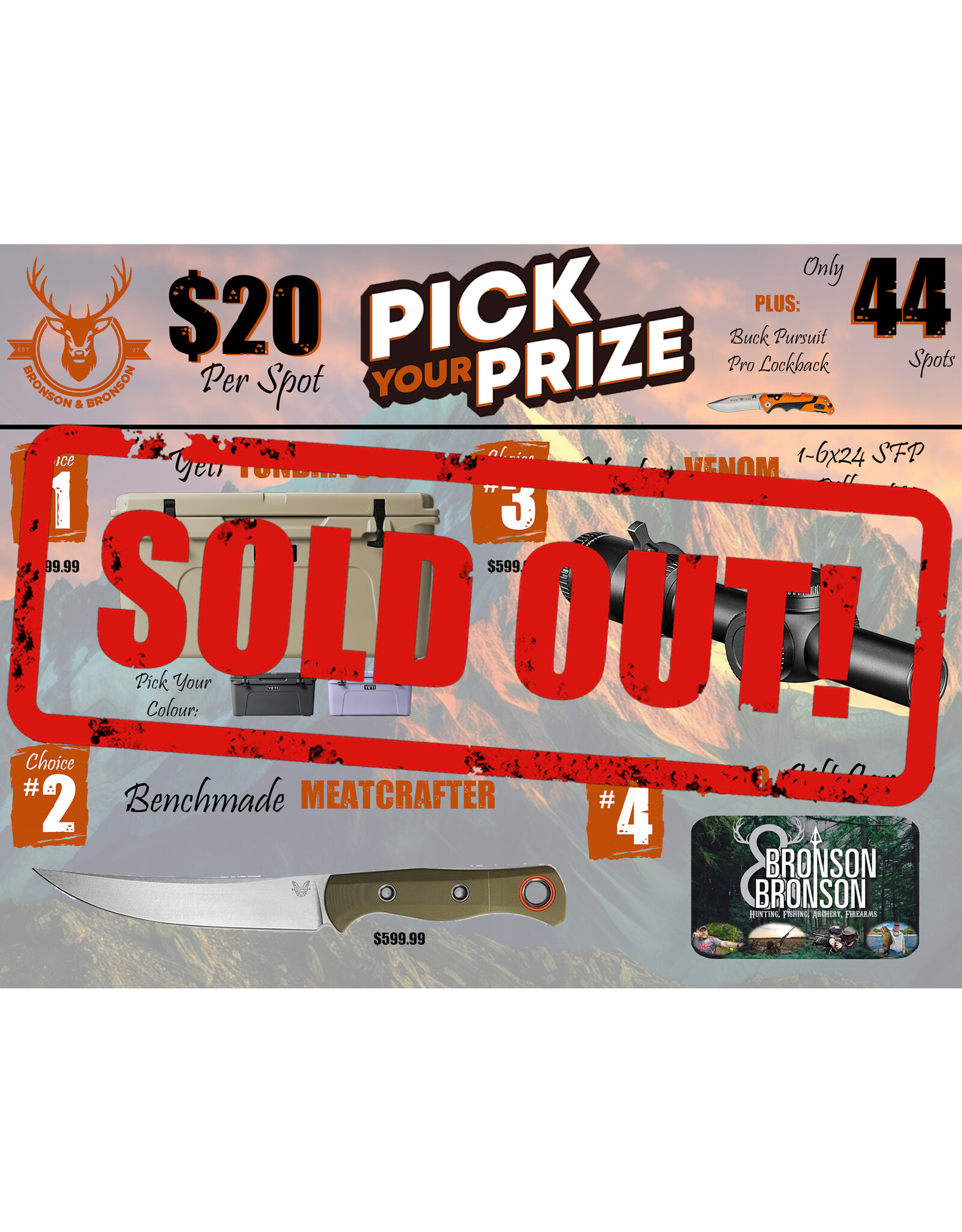 DRAW #1602 - Pick Your Prize - Yeti, Benchmade, Vortex OR Gift Card!