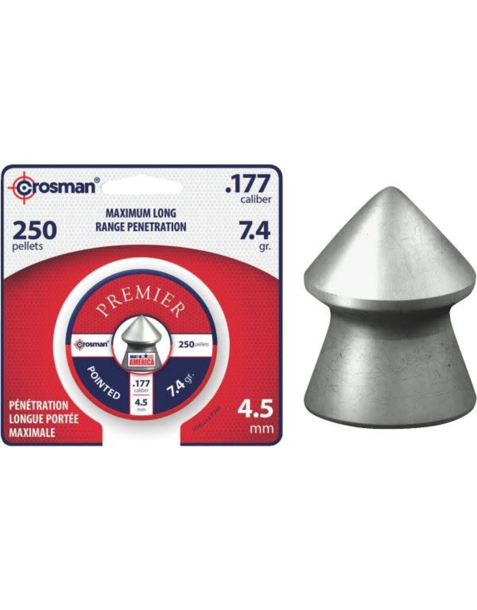 Crosman Crosman P177 Pointed Pellet.177 Caliber, 7.4 Grain, 250 Count