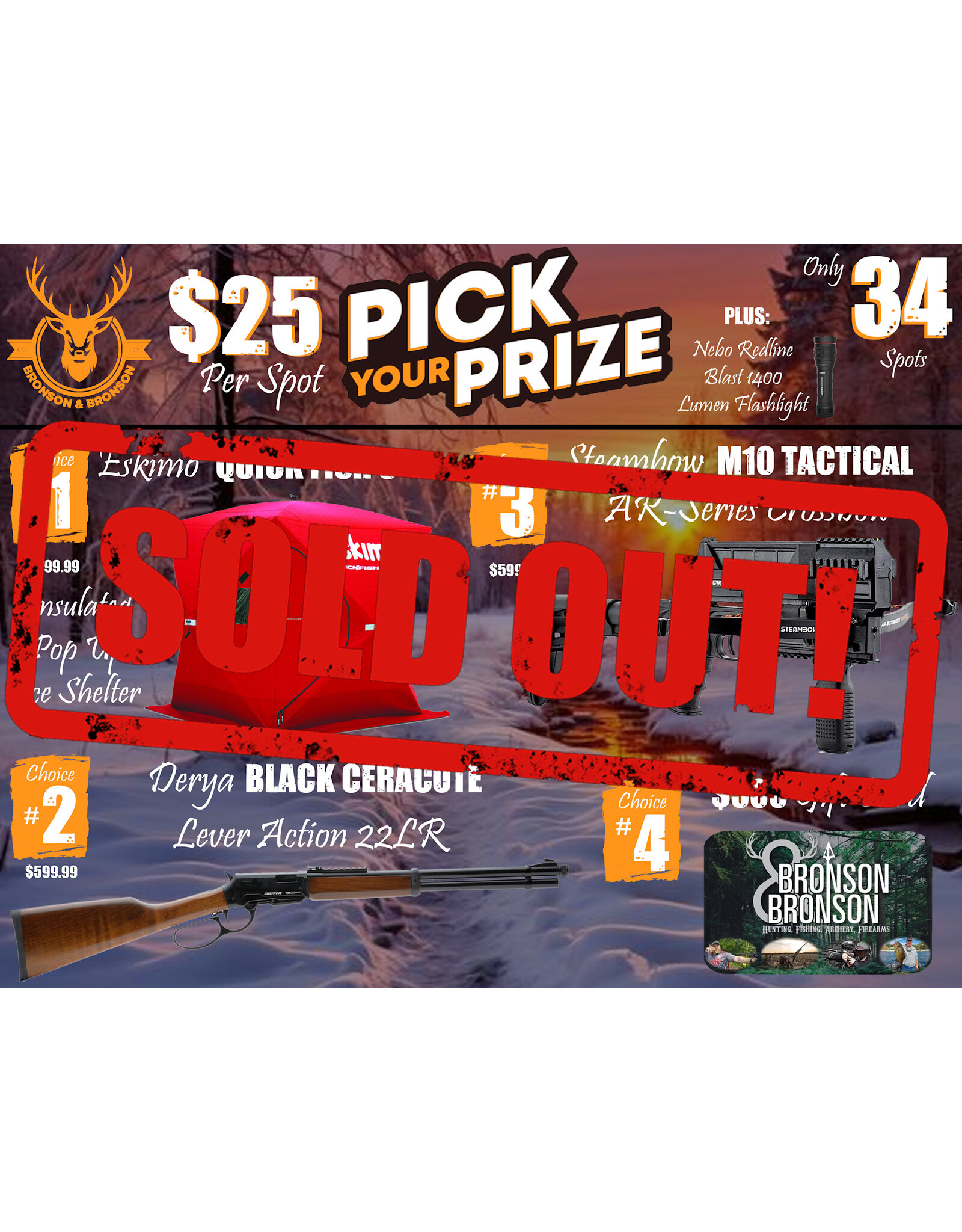 DRAW #1609 - Pick Your Prize - Eskimo, Derya, Steambow OR Gift Card!