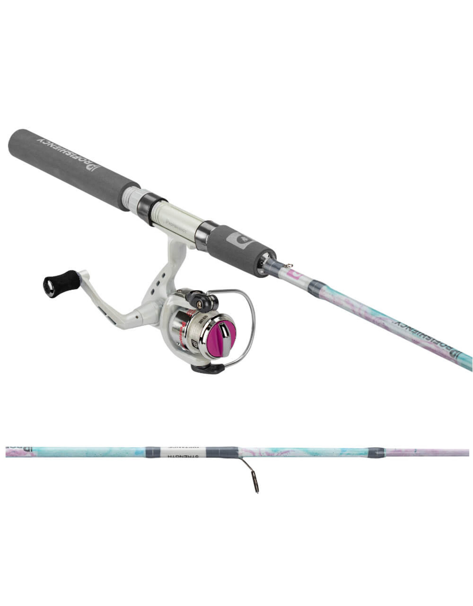 ProFISHiency ProFISHiency PRO5SPINMARBLE Marble Micro Spinning Combo, 2 Bearings, 6 lb Line, 5' Med Action 2PC Fiberglass Rod, EVA Grip