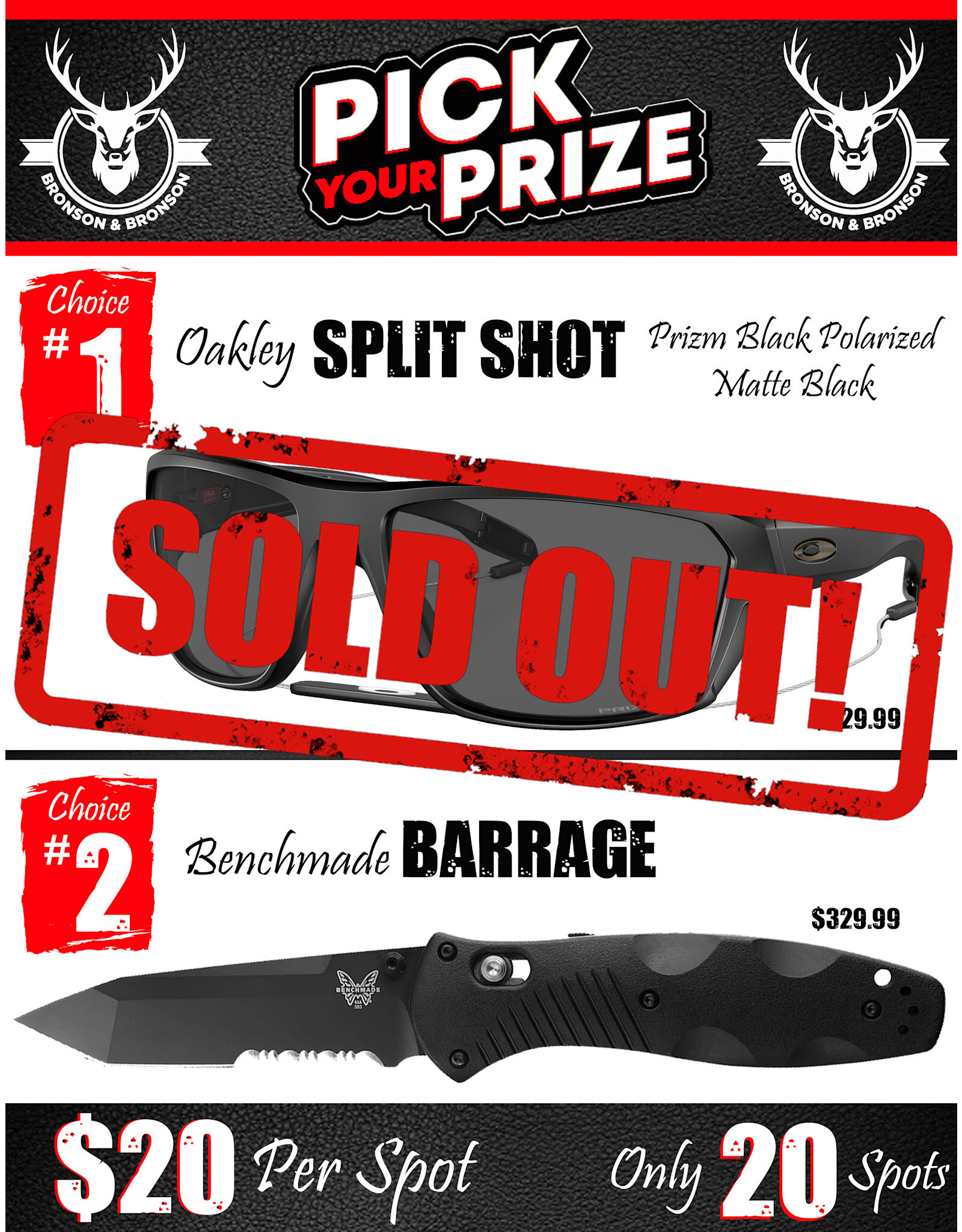 DRAW #1616 - Pick Your Prize - Oakley Split Shot OR Benchmade Barrage!