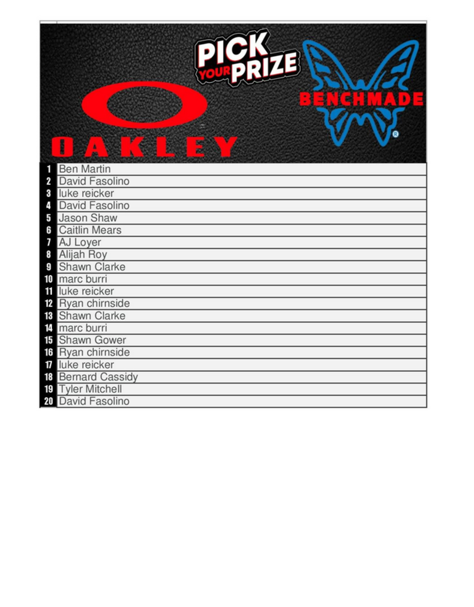 DRAW #1616 - Pick Your Prize - Oakley Split Shot OR Benchmade Barrage!
