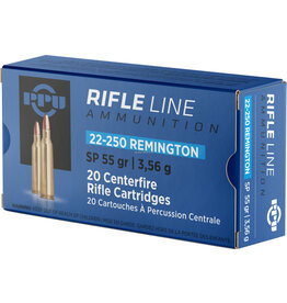 PPU PPU PP22250 Rifle Ammo 22-250 REM SP 55gr