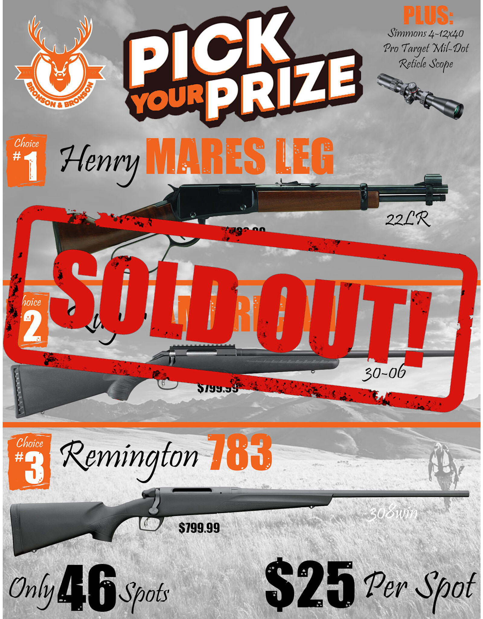 DRAW #1612 - Pick Your Prize - Henry, Ruger OR Remington!