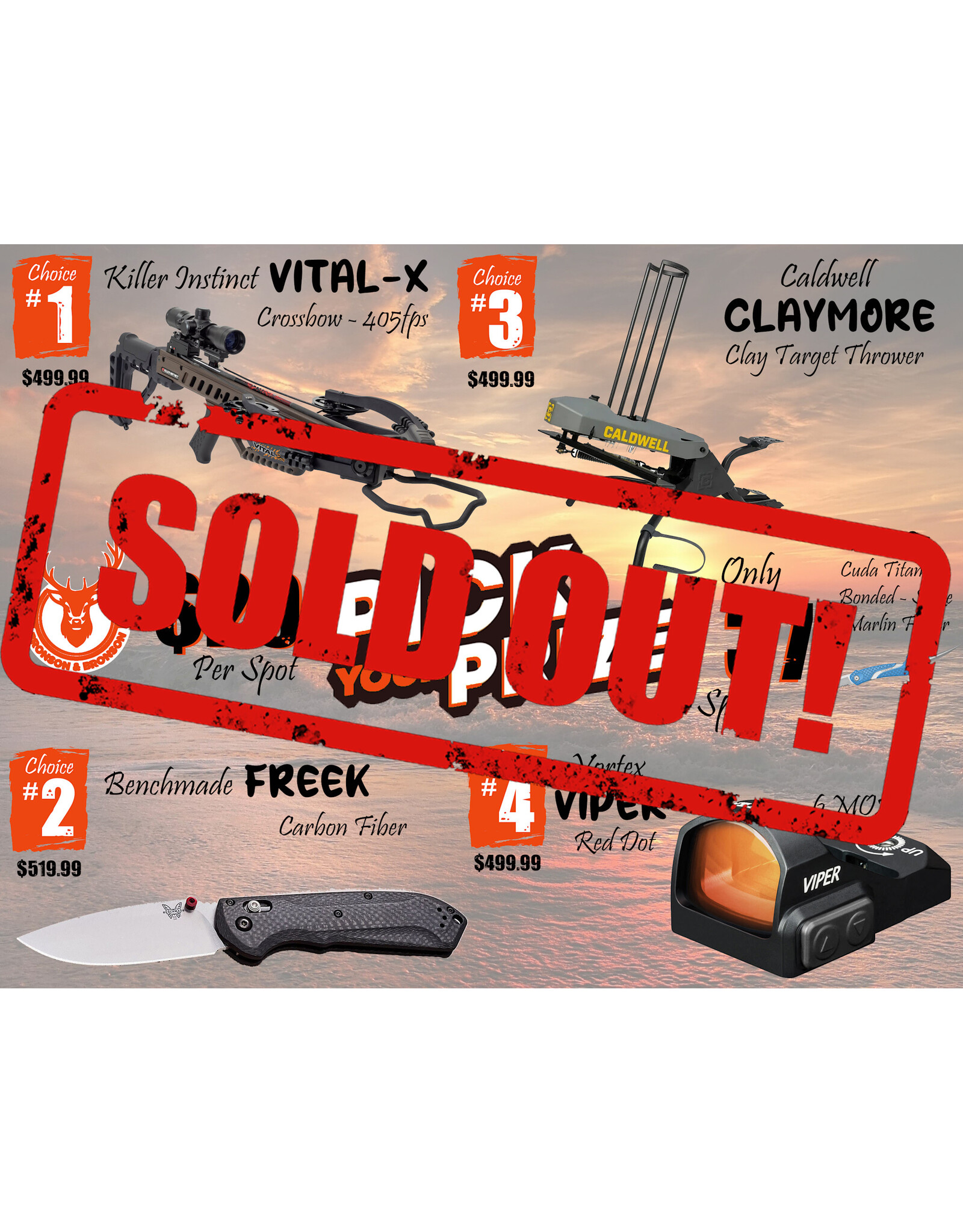 DRAW #1620 - Pick Your Prize - Killer Instinct, Benchmade, Caldwell OR Vortex!