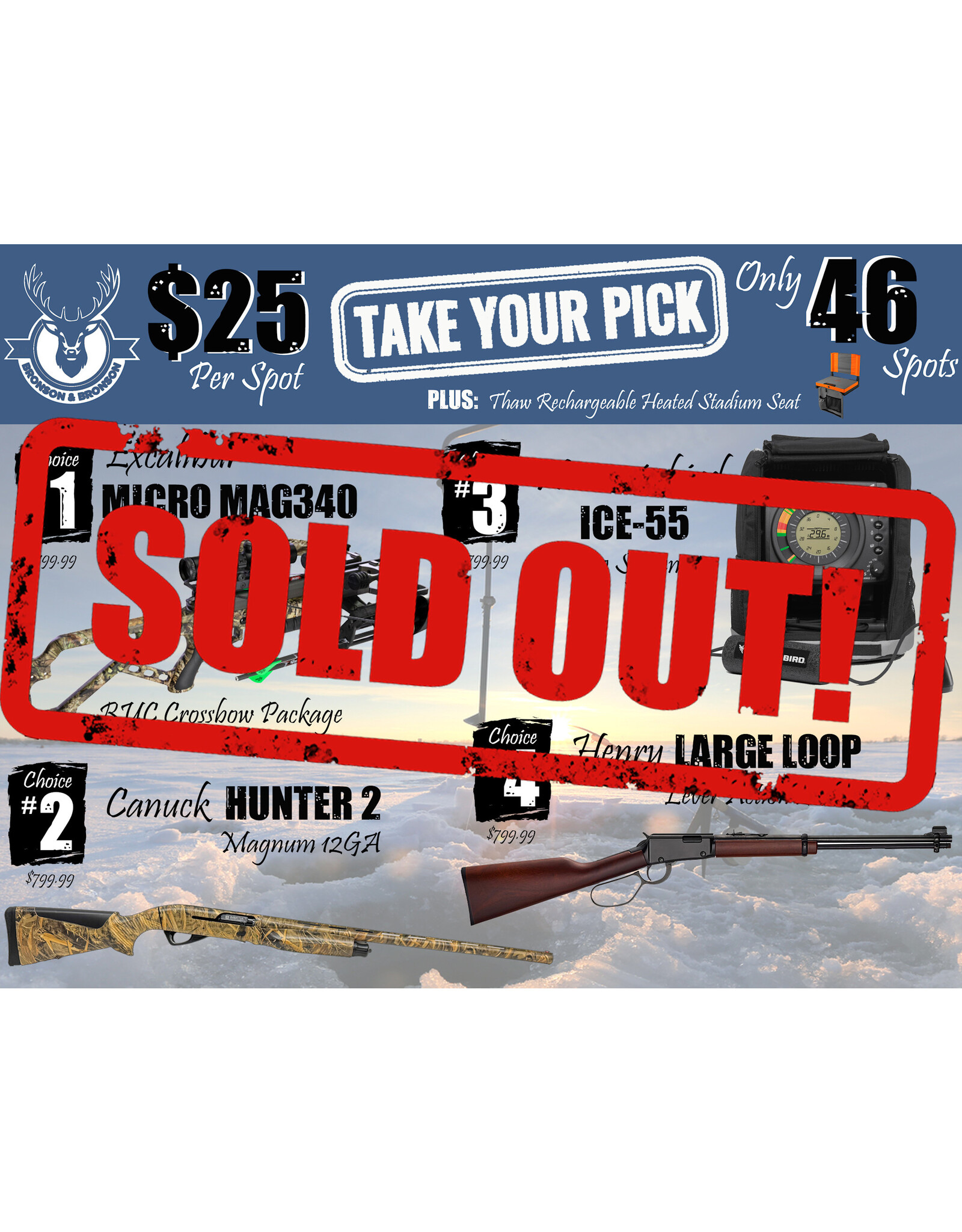 DRAW #1623 - Take Your Pick - Excalibur, Canuck, Humminbird OR Henry!