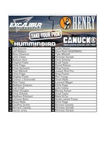 DRAW #1623 - Take Your Pick - Excalibur, Canuck, Humminbird OR Henry!