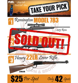 DRAW #1626 - Take Your Pick - Remington, Benelli OR Henry!