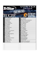 DRAW #1606 - Take Your Pick - TriStar, Ruger, Henry OR Vortex!