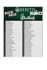 DRAW #1619 - Pick Your Prize - Beretta, Weatherby OR Sako!