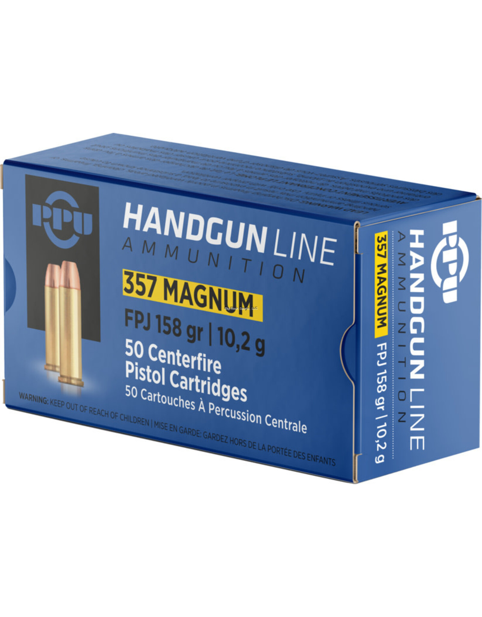 PPU PPU PPH357MF Pistol Ammo 357 Magnum FPJ 158gr
